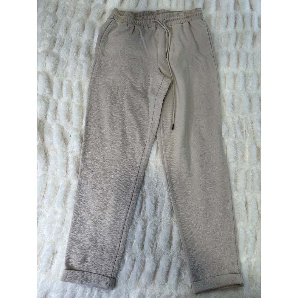 Recreation by Thread & Supply Textured Joggers Beige Tan Drawstring Pants Small